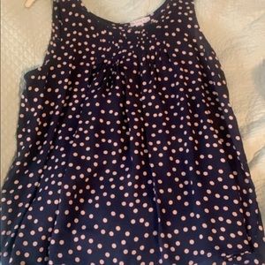 Pink and navy polka dot blouse tank